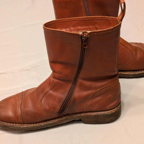 Swedish Hasbeens Boots Mens 12  Brown Leather Fleece Lined Italian Made Shoes - Picture 5 of 12